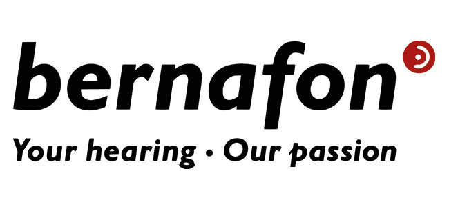 Das Bernafon Logo. Darunter der Slogan 